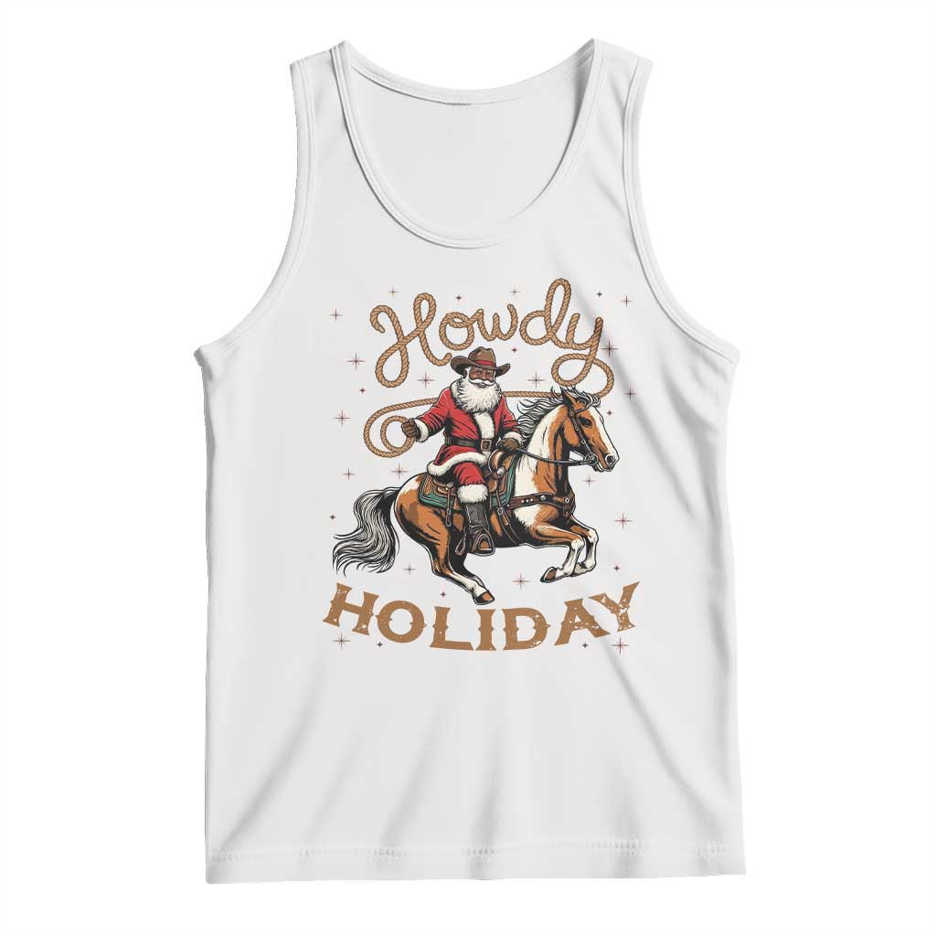 Black Santa Howdy Western Cowboy Tank Top Christmas Gift TS12 White Print Your Wear