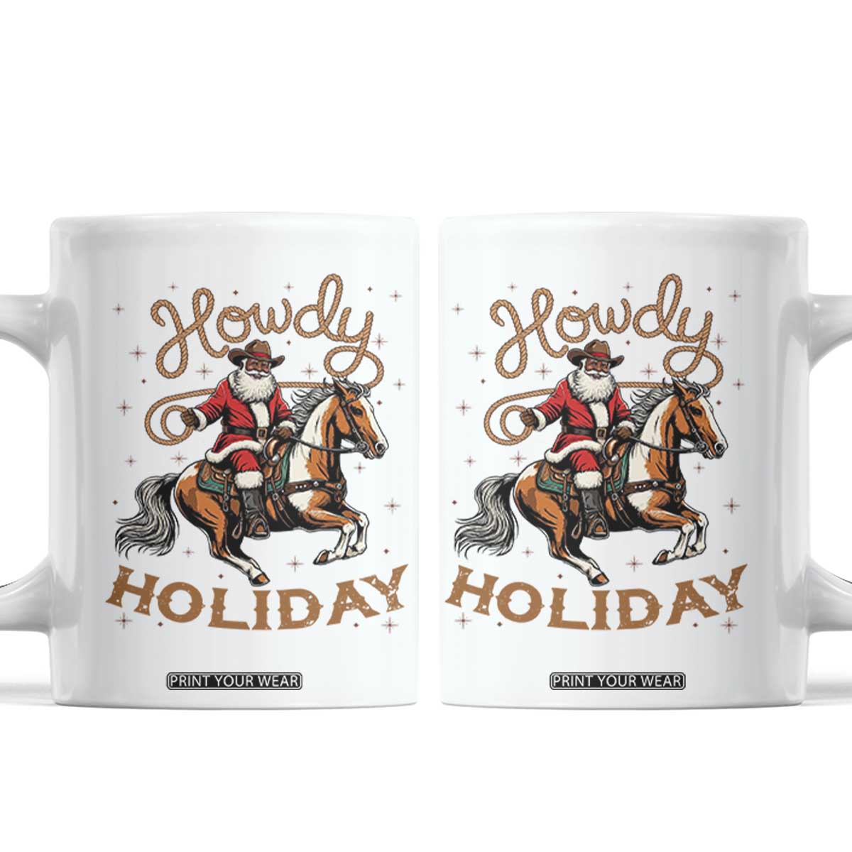 Black Santa Howdy Western Cowboy Coffee Mug Christmas Gift TS12 White Print Your Wear