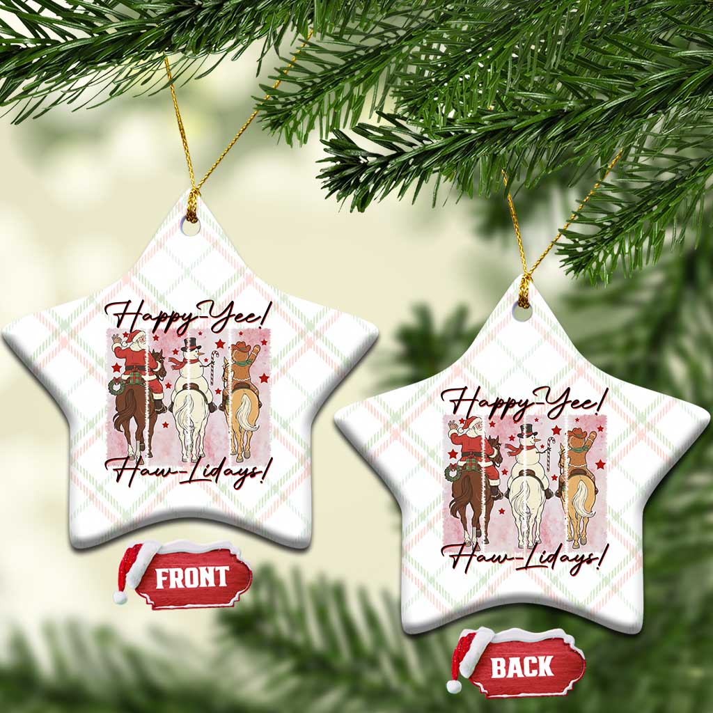 Western Christmas Horse Rider Ceramic Ornament Happy Yee Haw Lidays TS12 Print Your Wear