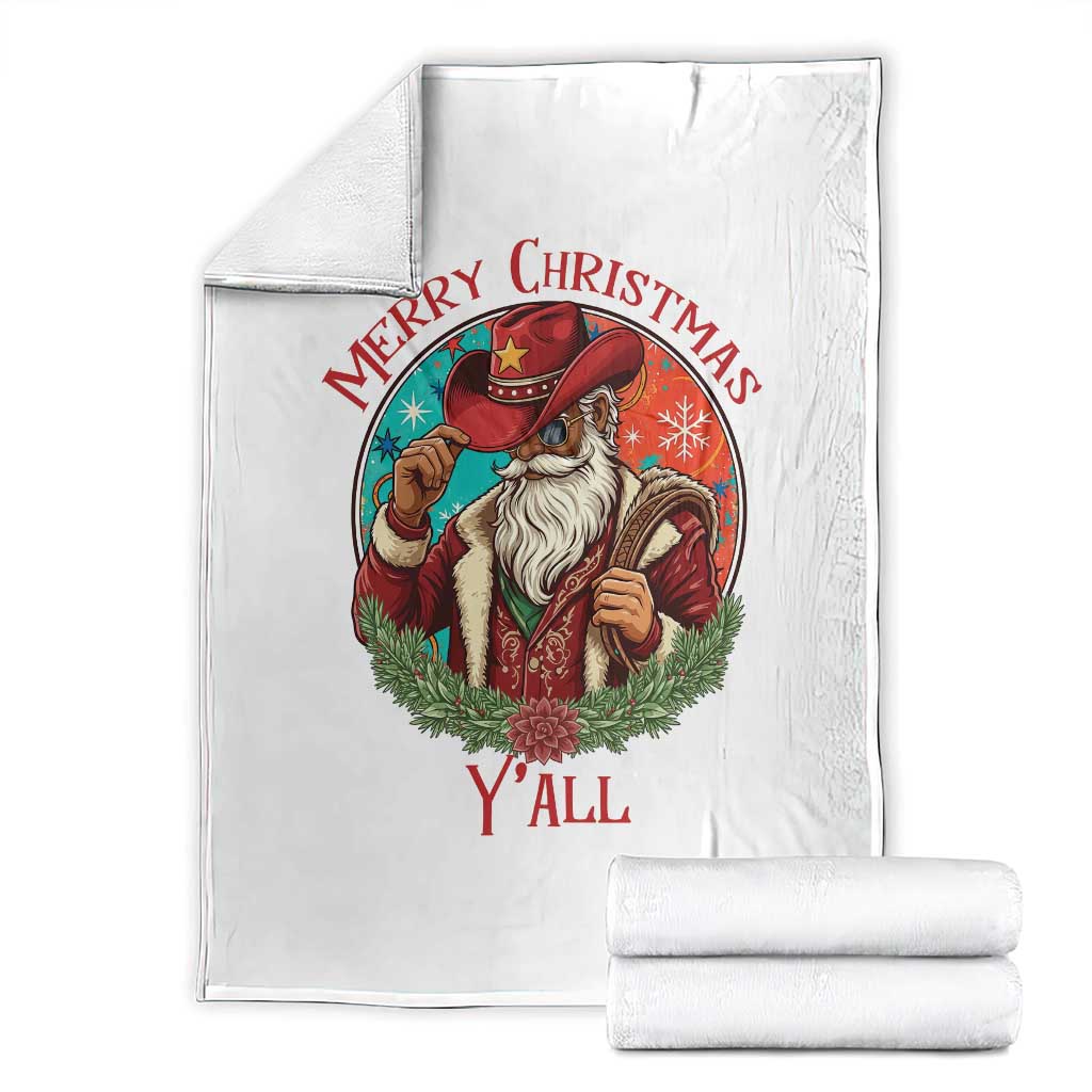 Howdy Santa Merry Christmas Y'all Throw Blanket Funny Western Holiday Gift TS12 White Print Your Wear