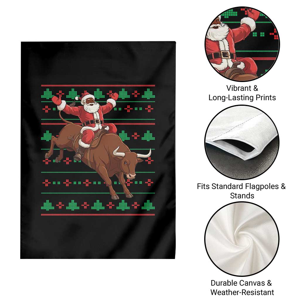 Funny Black Santa Riding Bull Garden Flag Ugly Christmas Sweater Gift TS12 Print Your Wear