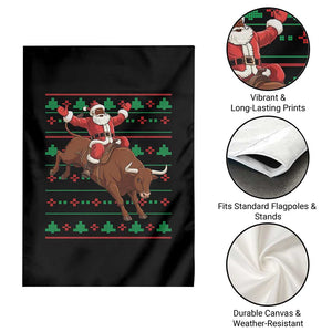 Funny Black Santa Riding Bull Garden Flag Ugly Christmas Sweater Gift TS12 Print Your Wear