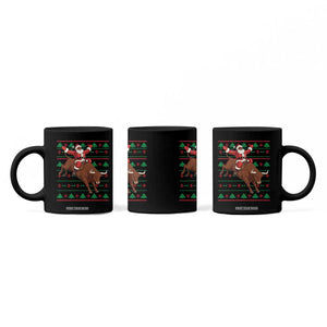 Funny Black Santa Riding Bull Coffee Mug Ugly Christmas Sweater Gift TS12 Print Your Wear