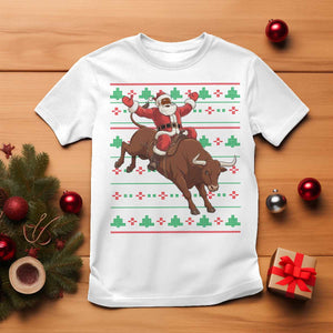 Funny Black Santa Riding Bull T Shirt Ugly Christmas Sweater Gift TS12 White Print Your Wear