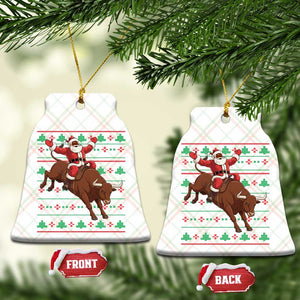 Funny Black Santa Riding Bull Ceramic Ornament Ugly Christmas Sweater Gift TS12 Print Your Wear