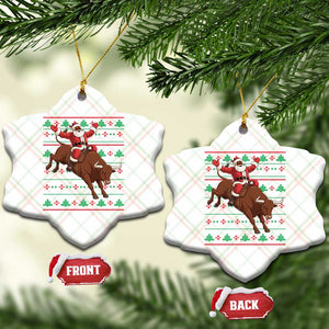 Funny Black Santa Riding Bull Ceramic Ornament Ugly Christmas Sweater Gift TS12 Print Your Wear