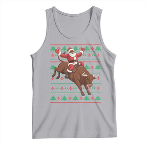 Funny Black Santa Riding Bull Tank Top Ugly Christmas Sweater Gift TS12 Athletic Heather Print Your Wear