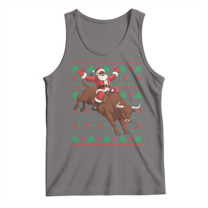 Funny Black Santa Riding Bull Tank Top Ugly Christmas Sweater Gift TS12 Deep Heather Print Your Wear
