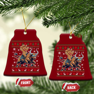 Funny Gingerbread Man Riding Bull Ceramic Ornament Cowboy Western Rodeo Christmas Gift TS12 Print Your Wear