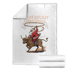 Merry Buckin Christmas Throw Blanket Black Santa Western Rodeo Gift TS12 White Print Your Wear
