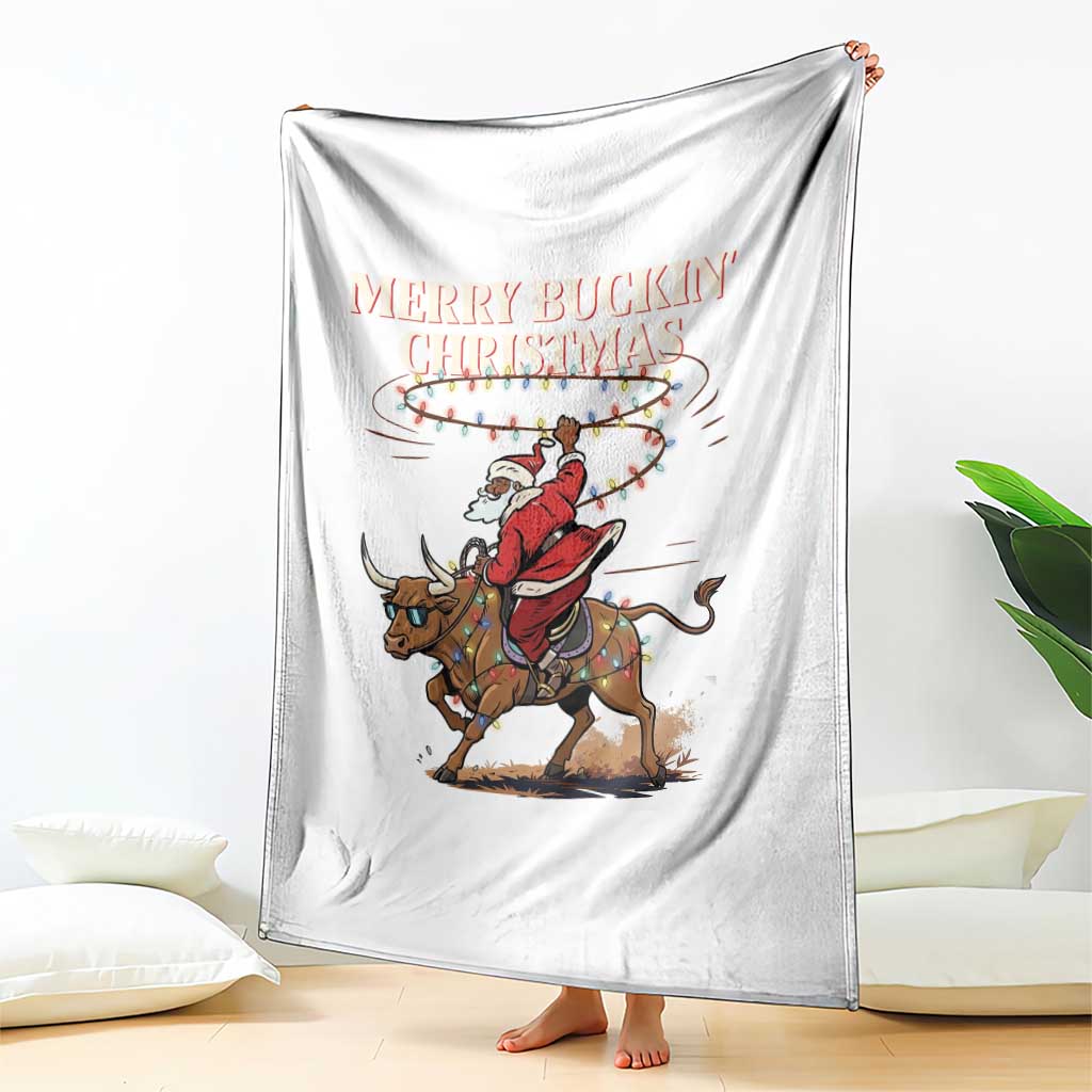 Merry Buckin Christmas Throw Blanket Black Santa Western Rodeo Gift TS12 Print Your Wear