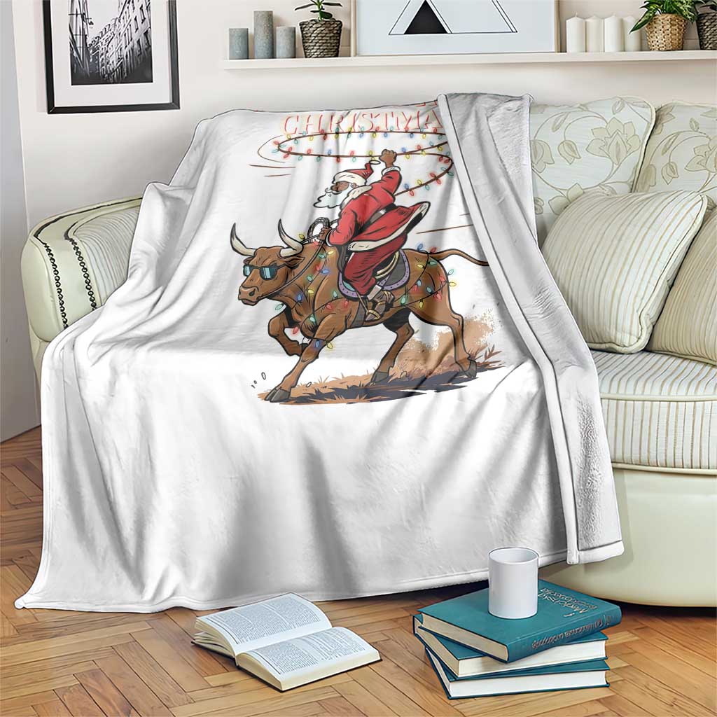 Merry Buckin Christmas Throw Blanket Black Santa Western Rodeo Gift TS12 Print Your Wear