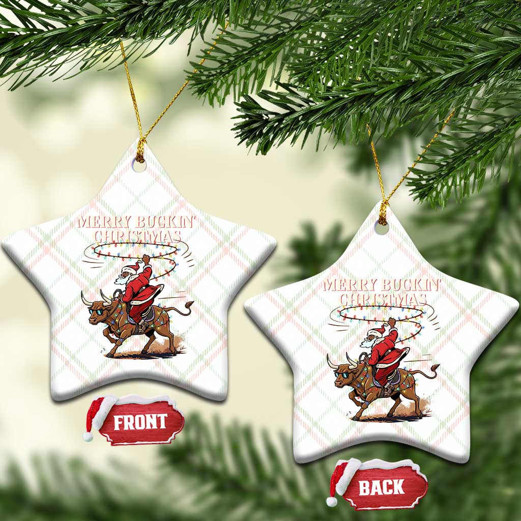 Merry Buckin Christmas Ceramic Ornament Black Santa Western Rodeo Gift TS12 Print Your Wear