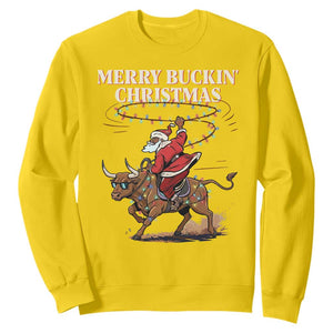 Merry Buckin Christmas Sweatshirt Black Santa Western Rodeo Gift TS12 Daisy Print Your Wear