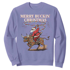 Merry Buckin Christmas Sweatshirt Black Santa Western Rodeo Gift TS12 Violet Print Your Wear