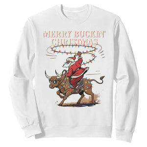 Merry Buckin Christmas Sweatshirt Black Santa Western Rodeo Gift TS12 White Print Your Wear