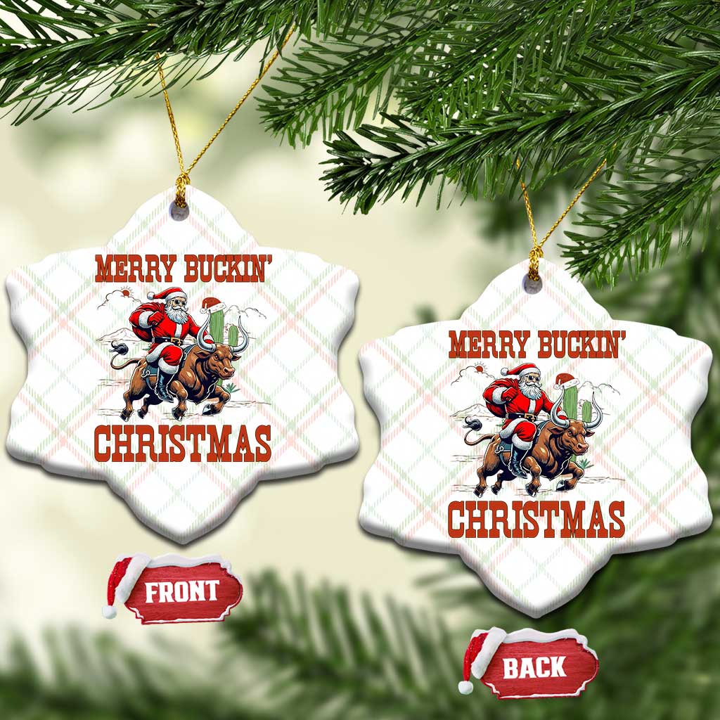 Western Black Santa Merry Buckin Christmas Ceramic Ornament Funny Rodeo TS12 Print Your Wear