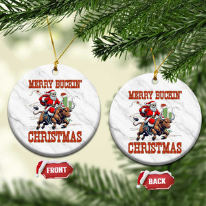 Western Black Santa Merry Buckin Christmas Ceramic Ornament Funny Rodeo TS12 1pc White Marble Print Your Wear