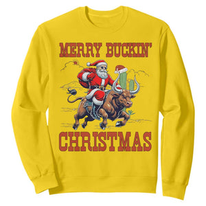 Western Black Santa Merry Buckin Christmas Sweatshirt Funny Rodeo TS12 Daisy Print Your Wear