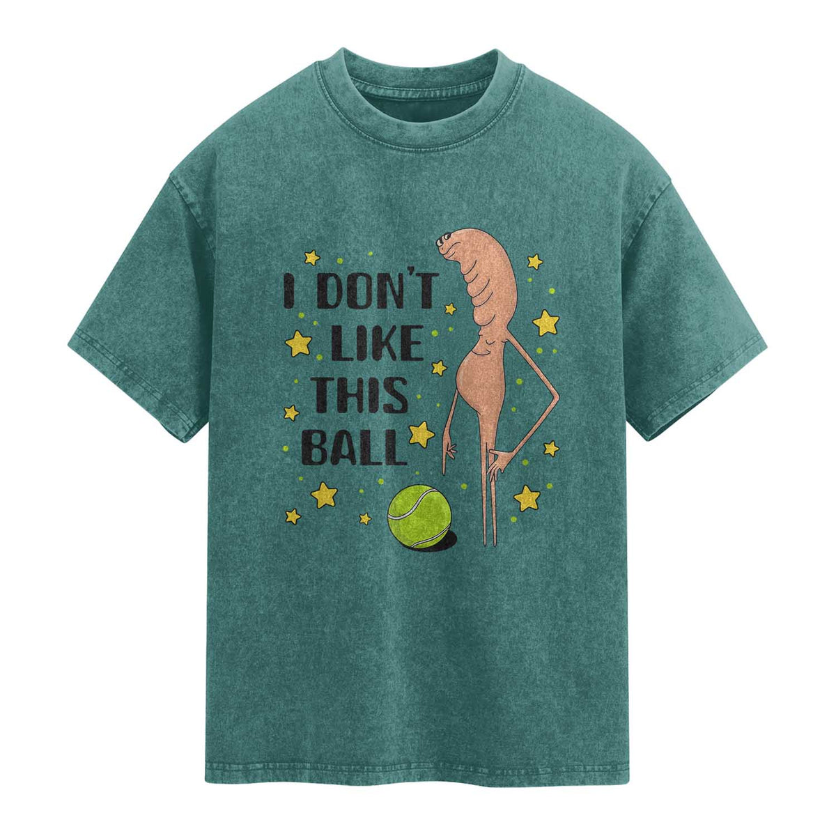 Funny Marcus The Worm Tennis Lover Washed Cotton T-Shirt I Do Not Like This Ball