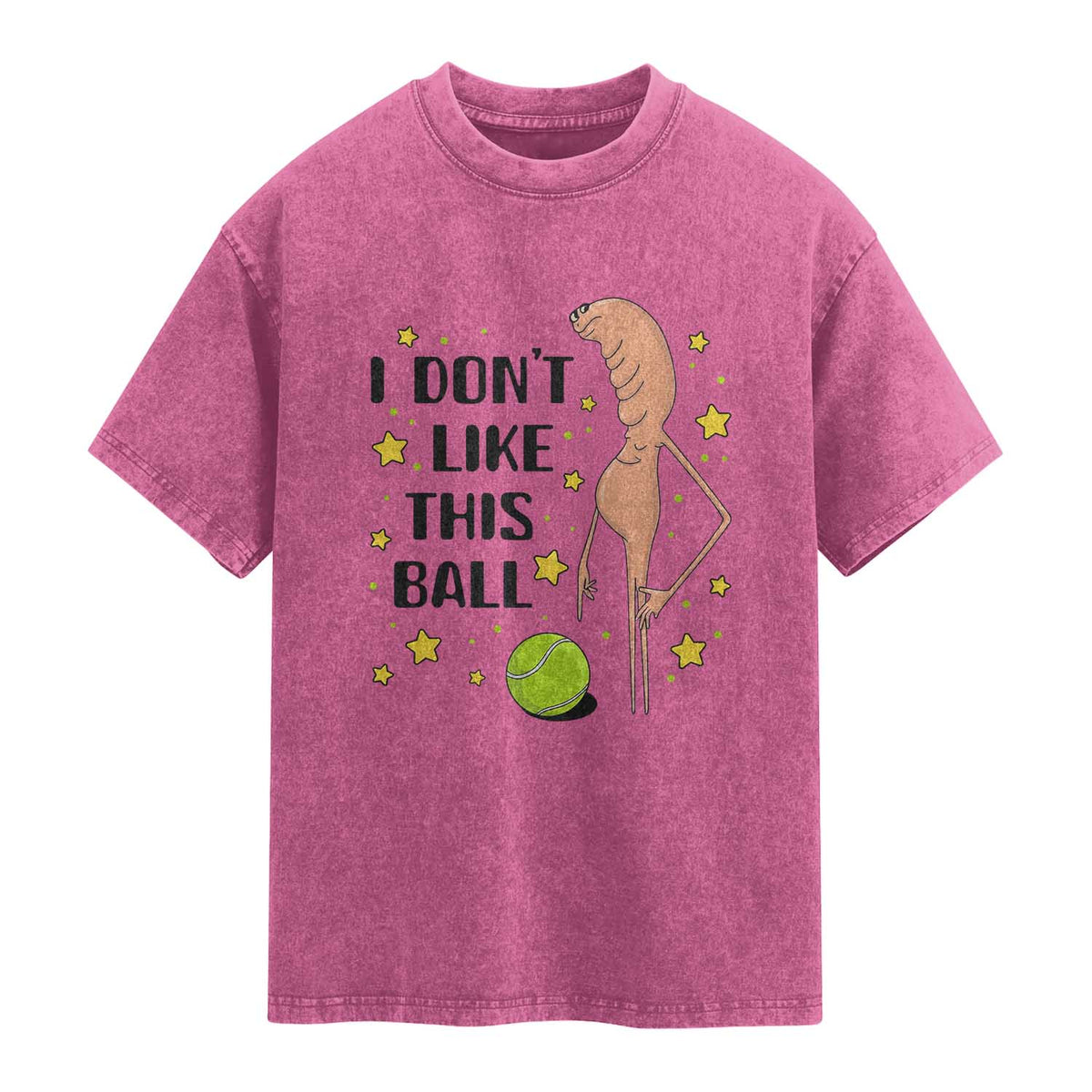 Funny Marcus The Worm Tennis Lover Washed Cotton T-Shirt I Do Not Like This Ball