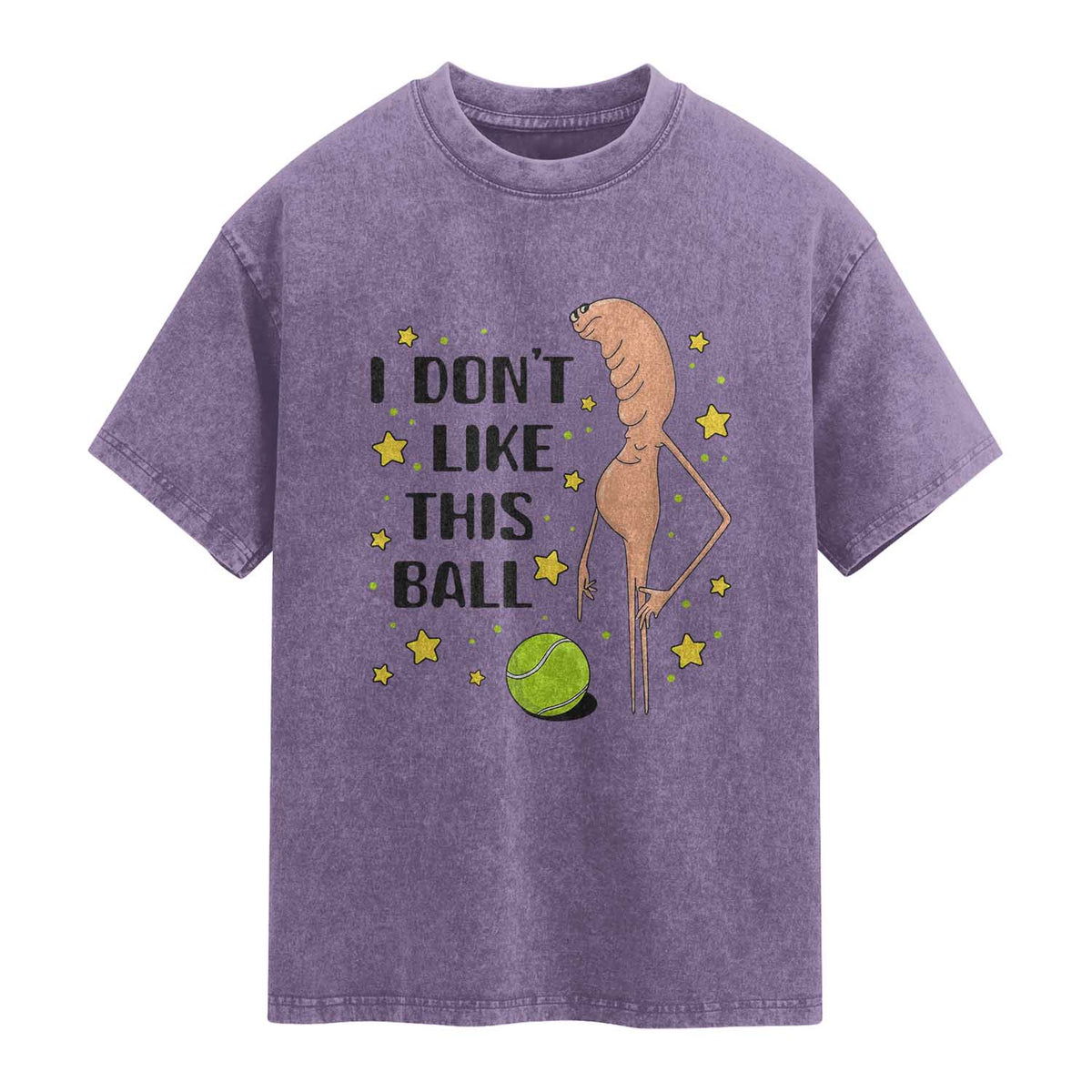 Funny Marcus The Worm Tennis Lover Washed Cotton T-Shirt I Do Not Like This Ball