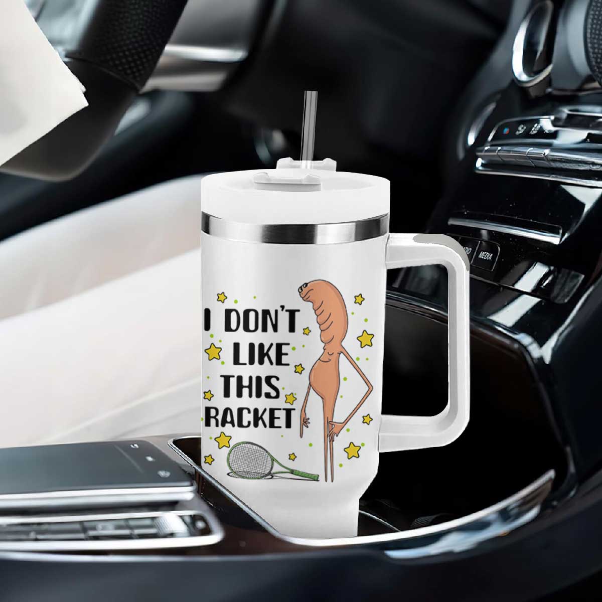 Funny Marcus The Worm Tennis Lover Tumbler With Handle I Do Not Like This Racket TS12 Print Your Wear