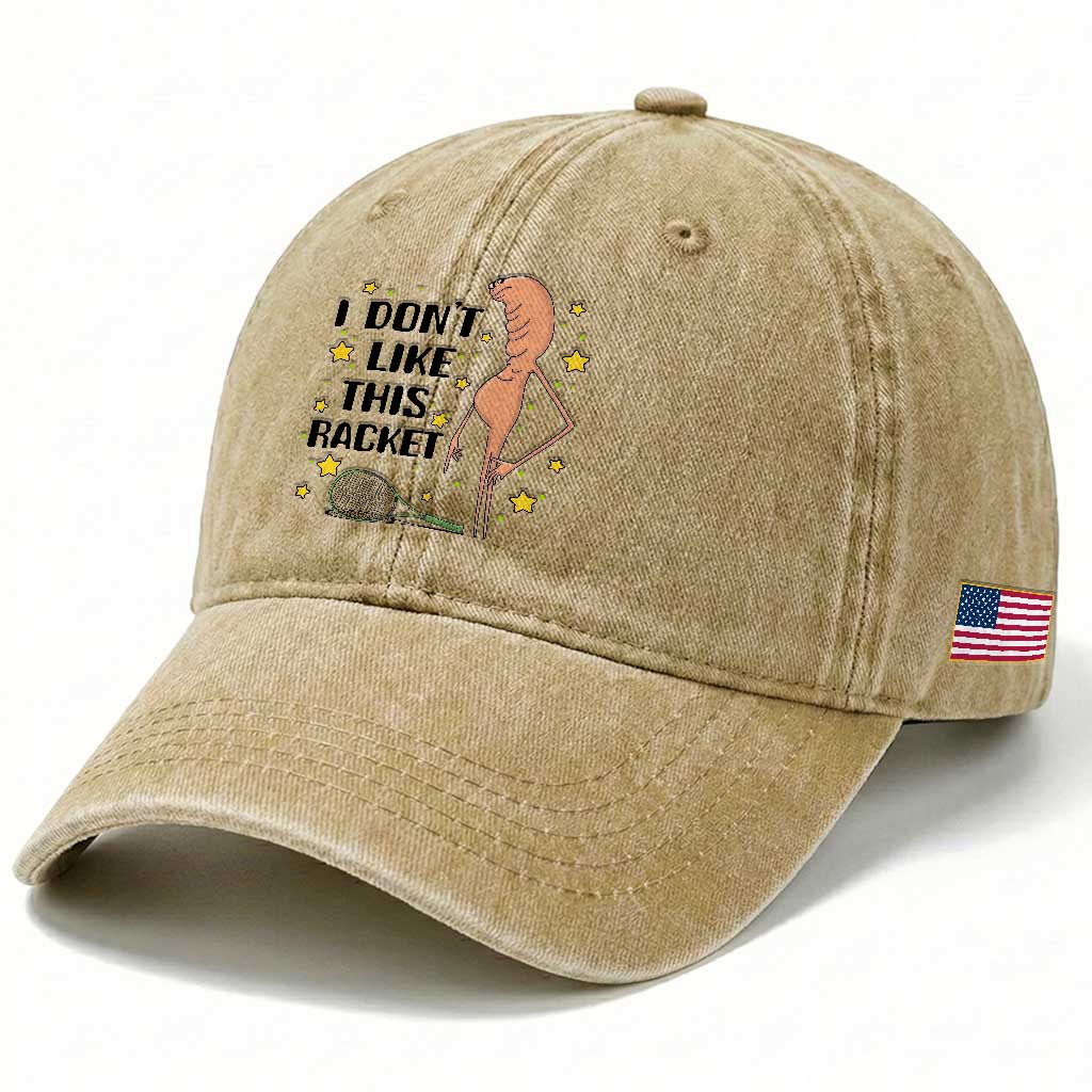 Funny Marcus The Worm Tennis Lover Washed Cotton Baseball Cap I Do Not Like This Racket TS12 Print Your Wear