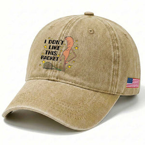 Funny Marcus The Worm Tennis Lover Washed Cotton Baseball Cap I Do Not Like This Racket TS12 Print Your Wear