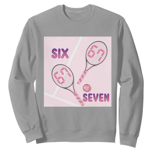 Funny Six Seven Tennis Meme Sweatshirt Valentine For Women TS12 Sport Gray Print Your Wear
