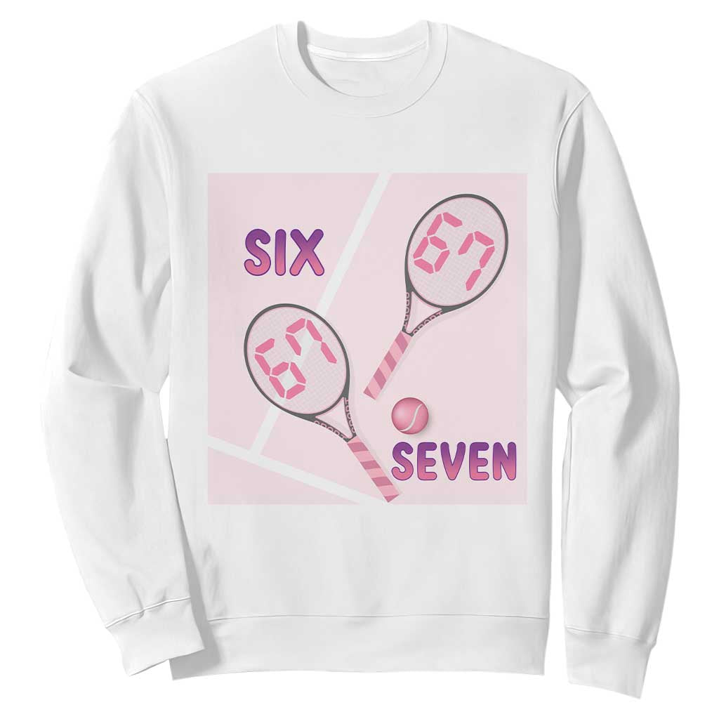 Funny Six Seven Tennis Meme Sweatshirt Valentine For Women TS12 White Print Your Wear