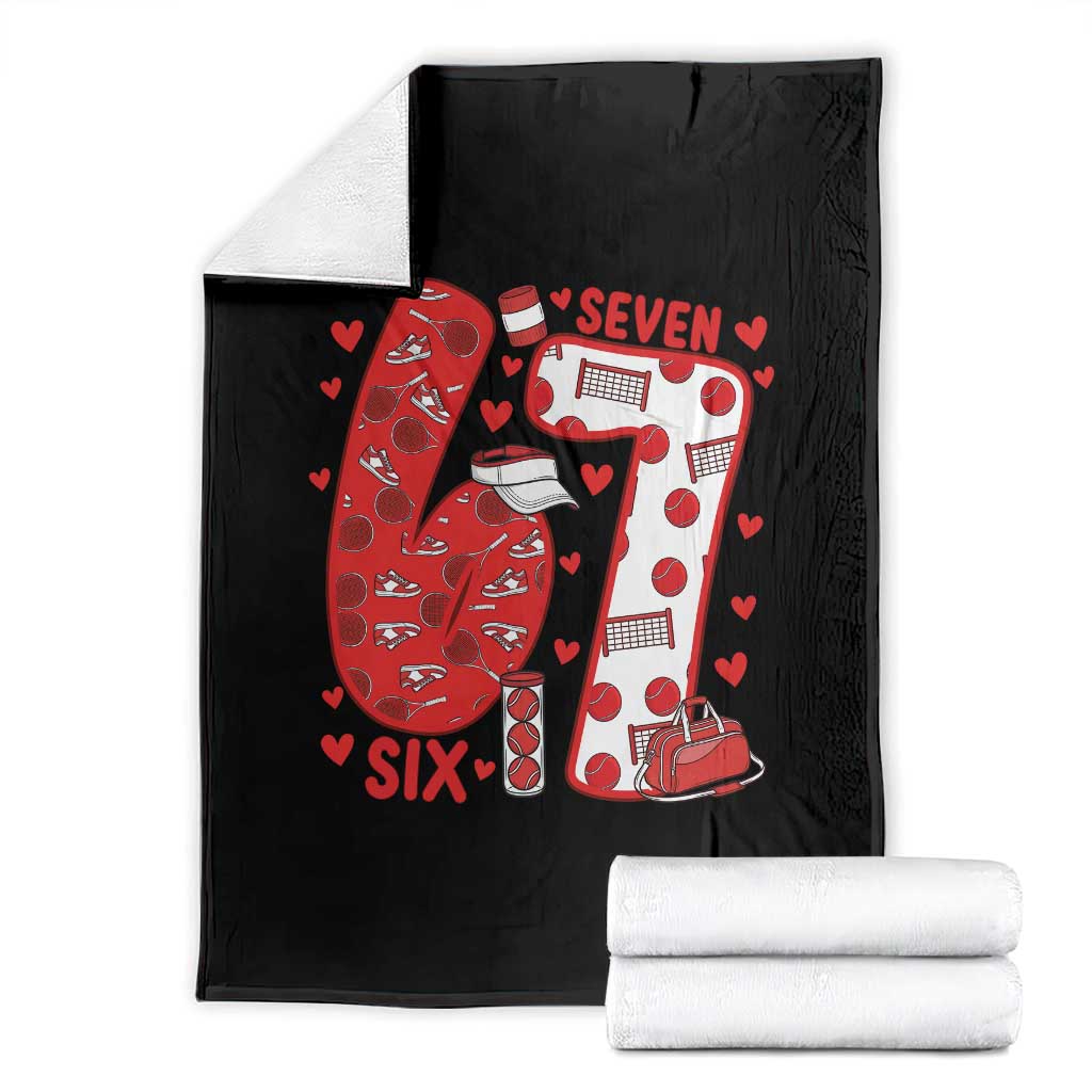 Six Seven Tennis Meme Throw Blanket Funny Gen Alpha Valentine TS12 Black Print Your Wear
