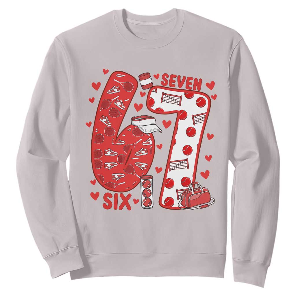 Six Seven Tennis Meme Sweatshirt Funny Gen Alpha Valentine TS12 Ice Gray Print Your Wear