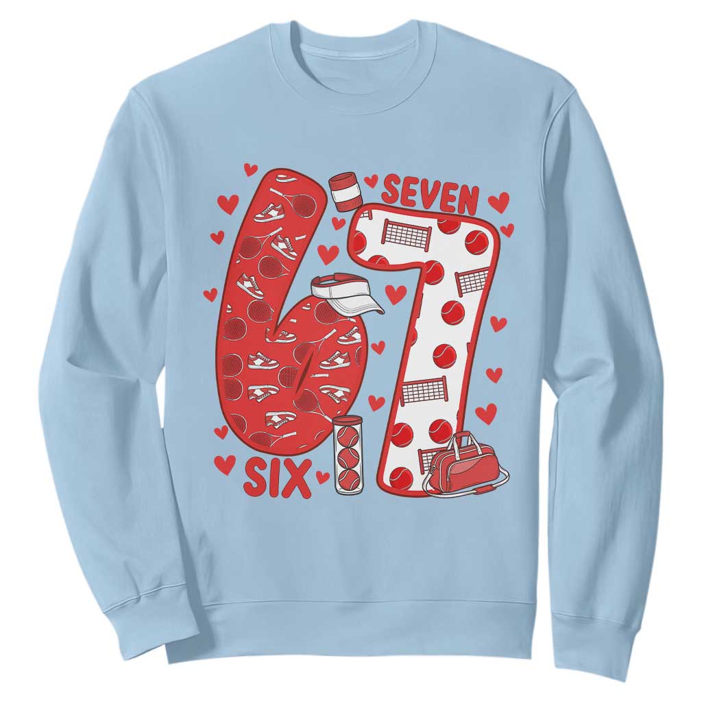 Six Seven Tennis Meme Sweatshirt Funny Gen Alpha Valentine TS12 Light Blue Print Your Wear