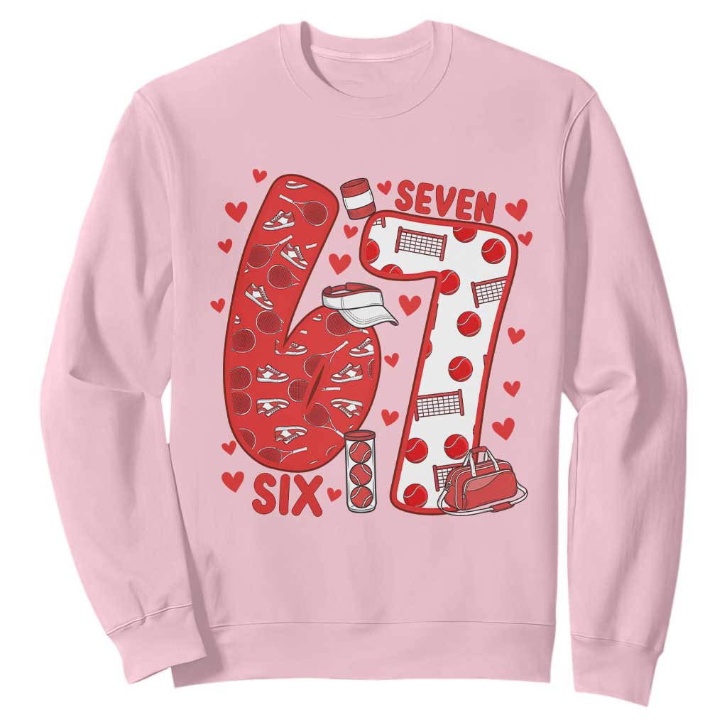 Six Seven Tennis Meme Sweatshirt Funny Gen Alpha Valentine TS12 Light Pink Print Your Wear