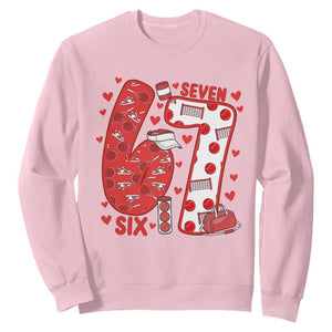 Six Seven Tennis Meme Sweatshirt Funny Gen Alpha Valentine TS12 Light Pink Print Your Wear