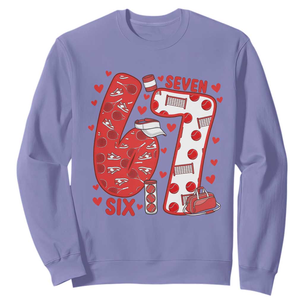 Six Seven Tennis Meme Sweatshirt Funny Gen Alpha Valentine TS12 Violet Print Your Wear