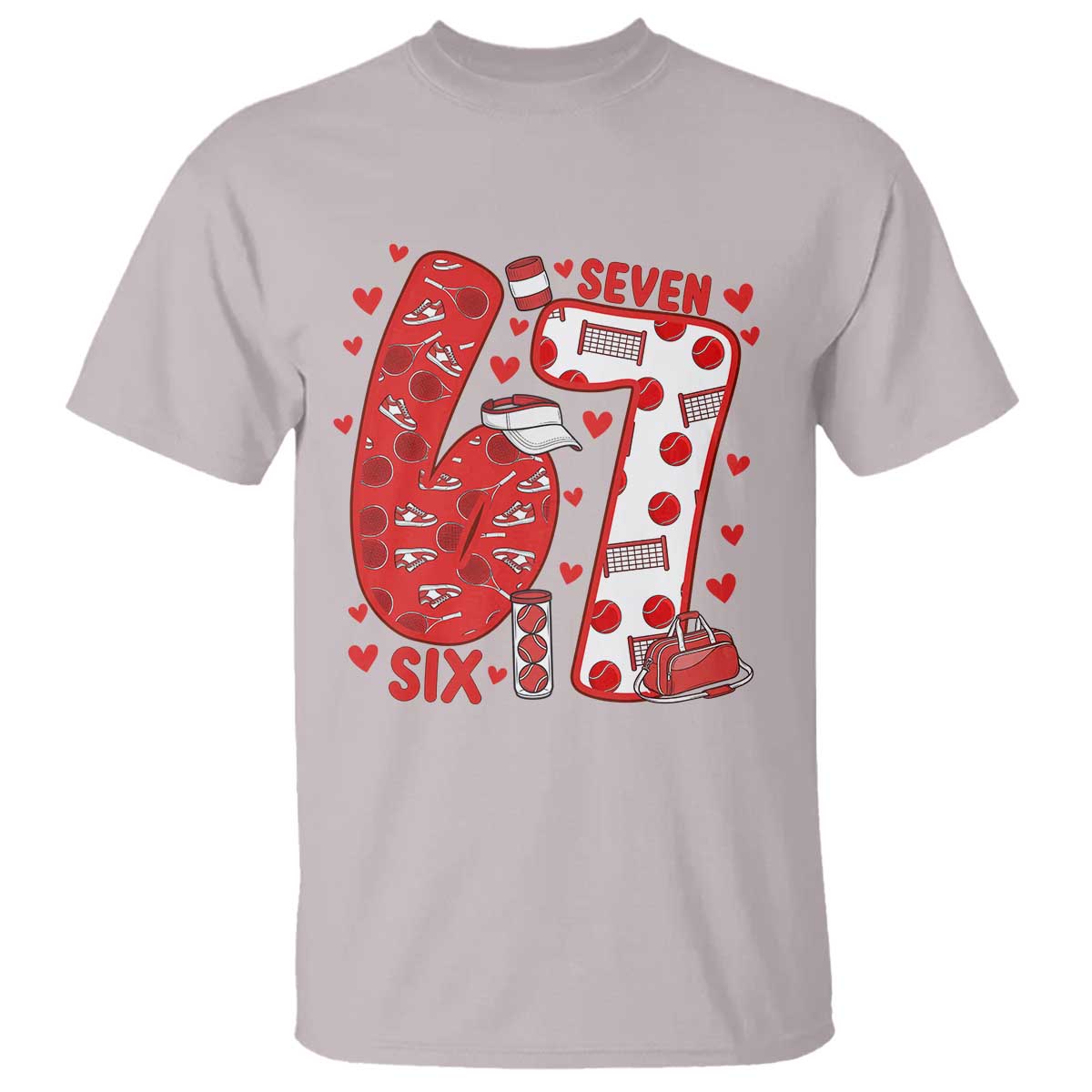 Six Seven Tennis Meme T Shirt Funny Gen Alpha Valentine TS12 Ice Gray Print Your Wear