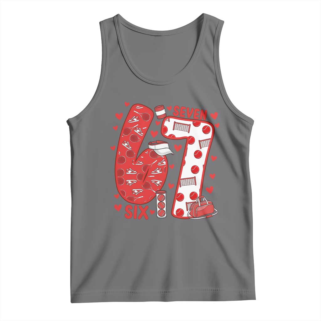 Six Seven Tennis Meme Tank Top Funny Gen Alpha Valentine TS12 Black Heather Print Your Wear