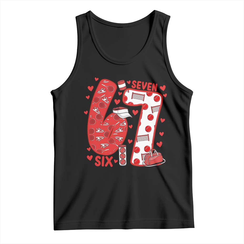 Six Seven Tennis Meme Tank Top Funny Gen Alpha Valentine TS12 Black Print Your Wear