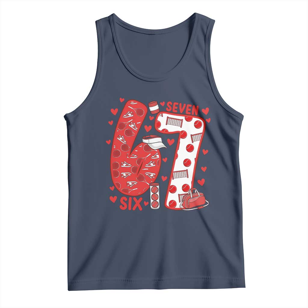 Six Seven Tennis Meme Tank Top Funny Gen Alpha Valentine TS12 Navy Print Your Wear