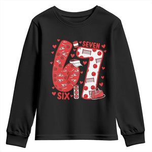 Six Seven Tennis Meme Youth Sweatshirt Funny Gen Alpha Valentine TS12 Black Print Your Wear