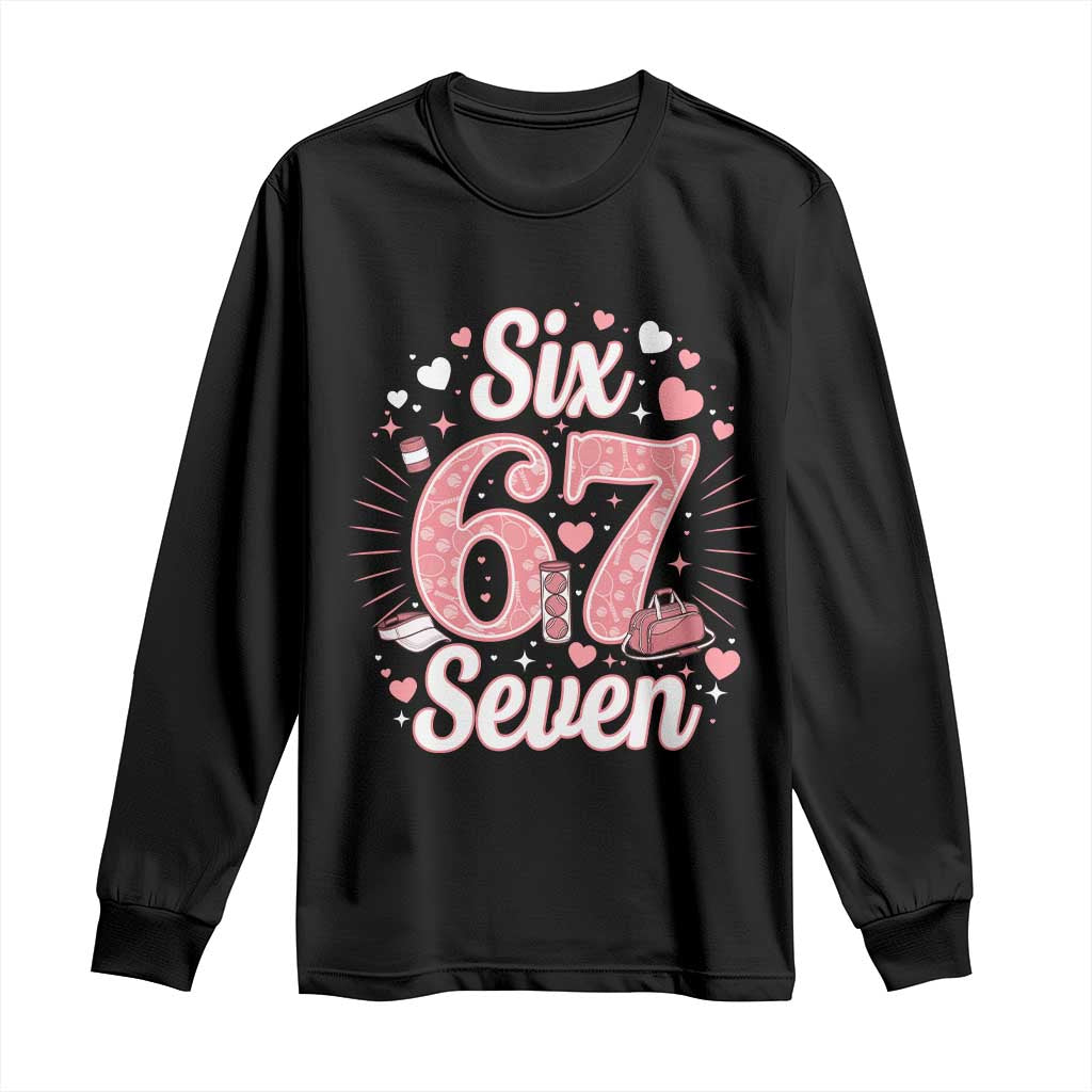 Funny Six Seven Tennis Meme Long Sleeve Shirt Gen Z Valentine TS12 Black Print Your Wear