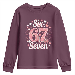 Funny Six Seven Tennis Meme Youth Sweatshirt Gen Z Valentine TS12 Maroon Print Your Wear
