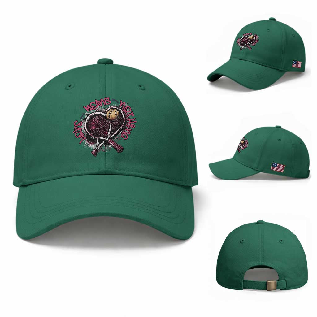 Love Means Nothing Baseball Cap Tennis Lovers TS12 Baseball Cap Universal Fit Irish Green Print Your Wear