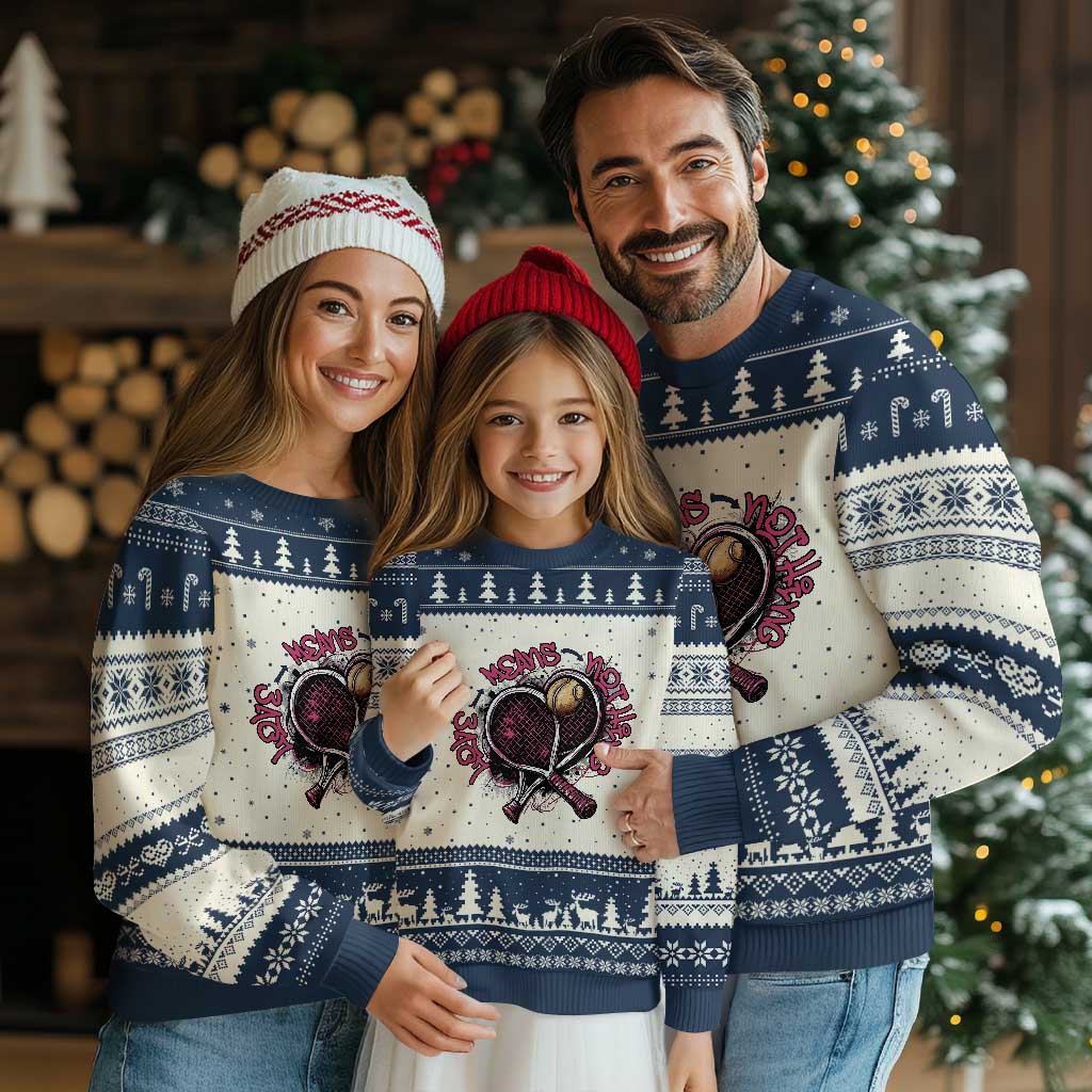 Love Means Nothing Ugly Christmas Sweater Tennis Lovers TS12 Beige Navy Print Your Wear