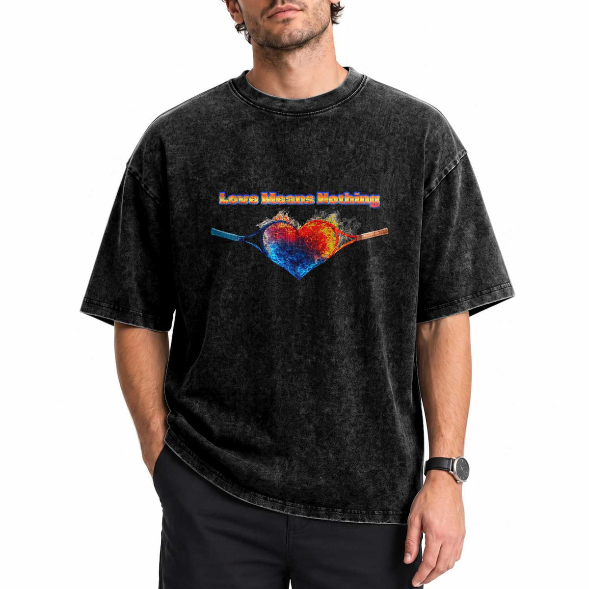 Love Means Nothing Washed Cotton T-Shirt Valentines Day Gift