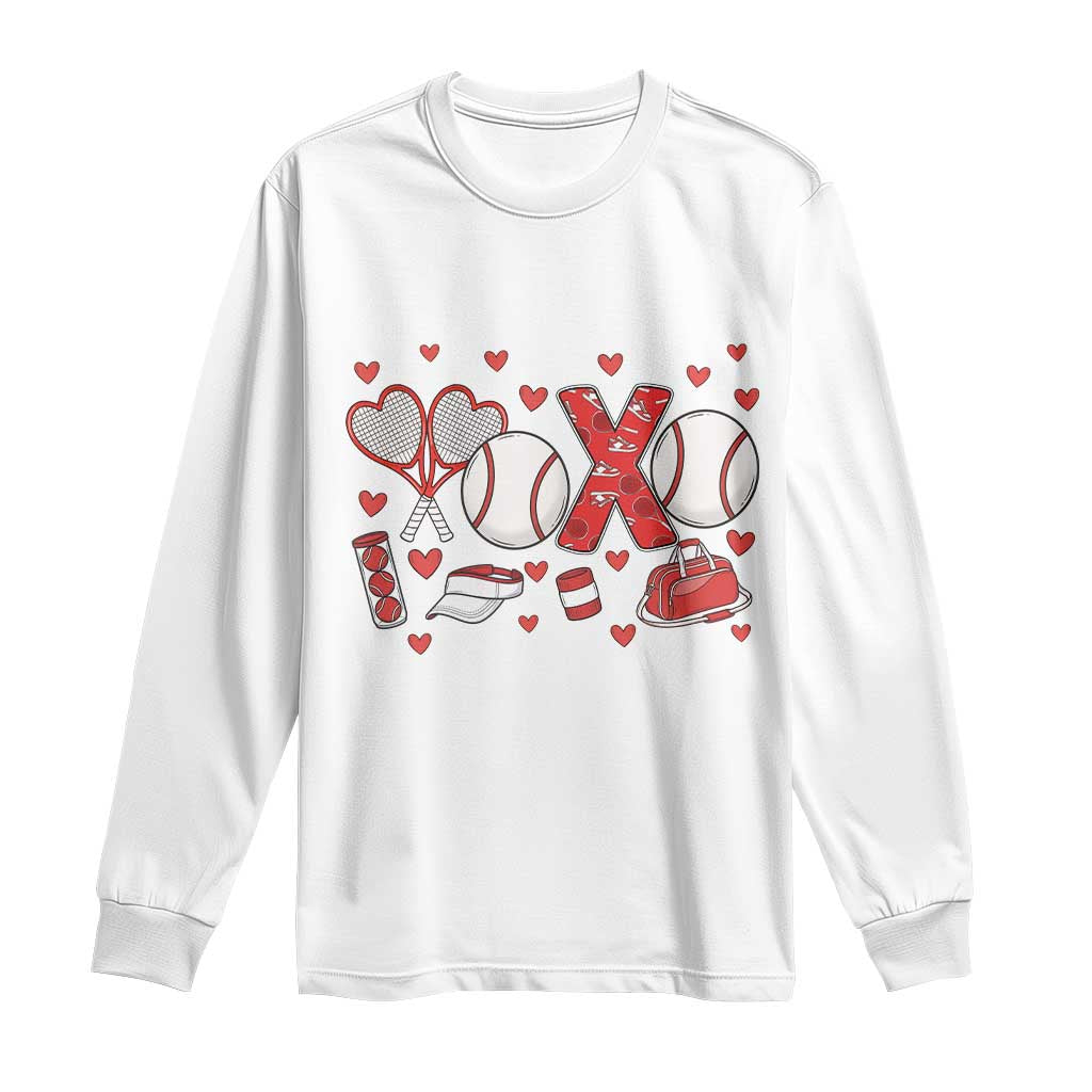 Cute XOXO Tennis Player Long Sleeve Shirt Valentines Tennis Gift TS12 White Print Your Wear