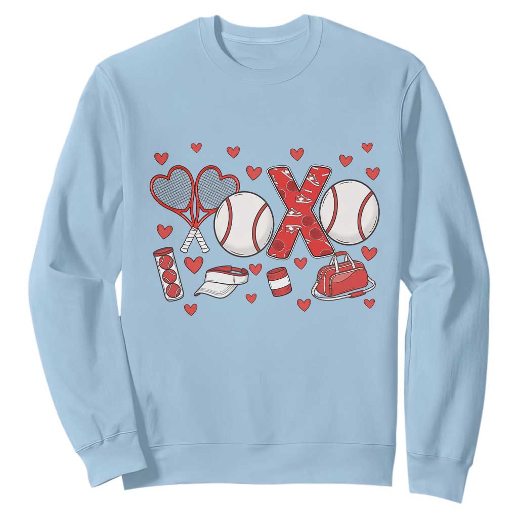 Cute XOXO Tennis Player Sweatshirt Valentines Tennis Gift TS12 Light Blue Print Your Wear