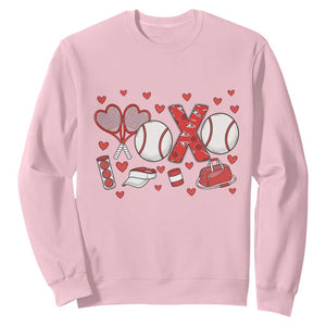 Cute XOXO Tennis Player Sweatshirt Valentines Tennis Gift TS12 Light Pink Print Your Wear